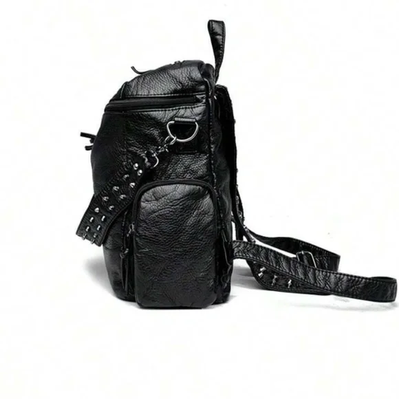 Luxe Vegan Leather Studded Mini Backpack